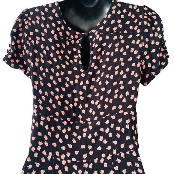 Free People Jumpsuit S 2 Floral Black Wide Leg Preppy Boho Cottagecore Coquette - Picture 4 of 12